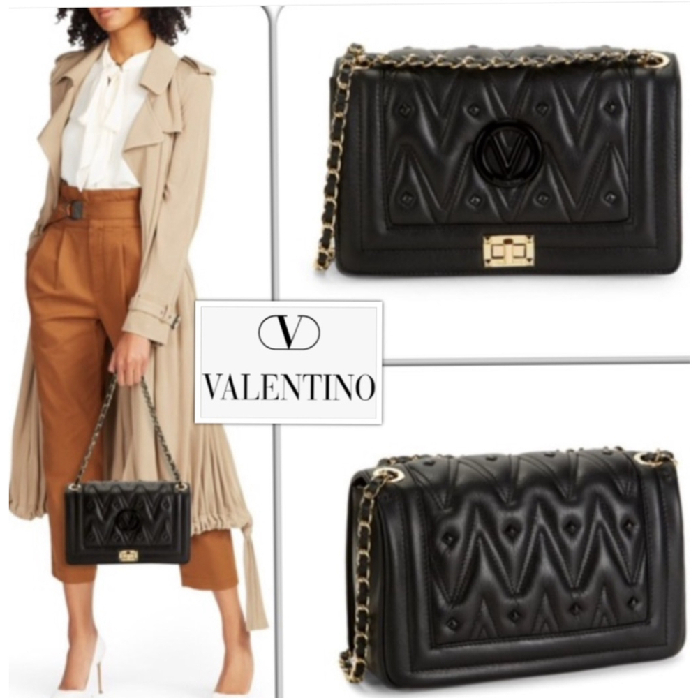 VALENTINO BY MARIO Valentino Quiet Luxury Diamond Italian Leather Crossbody Bag